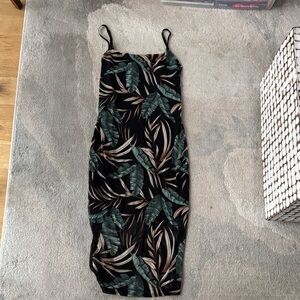Tropical Leaf Print Maxi Dress